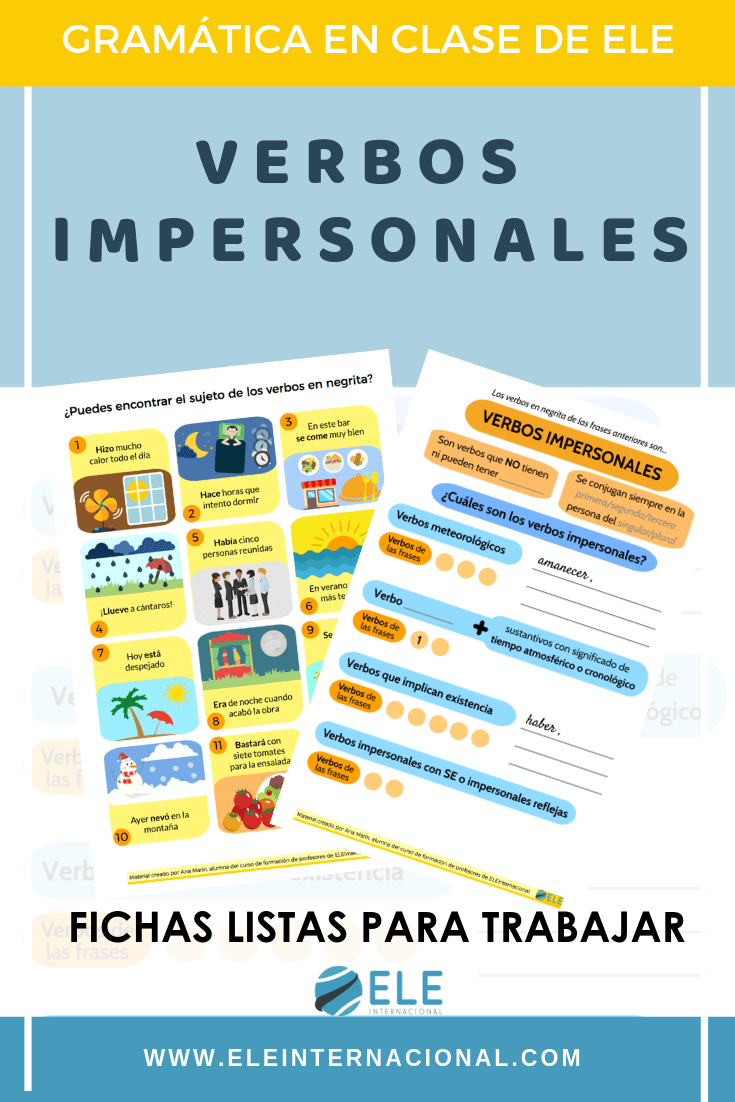Trabaja los verbos impersonales con estas fichas. #spanishteacher #verbos