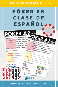 Póker-ELE. Fichas divertidas de vocabulario y gramática para tus clases de español. #juegos #claseele #spanishteacher