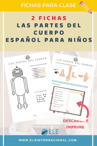 Español para niños las partes del cuerpo ficha. Parts of the body in Spanish worksheet