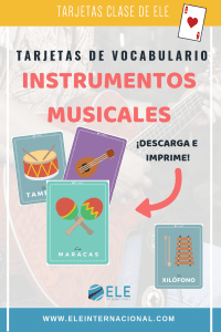 Instrumentos musicales. Tarjetas para trabajar vocabulario. #spanishvocabulary #profedeele