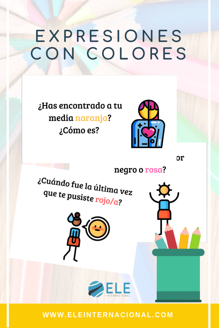 Expresiones con colores, para clase de español. Cultura en clase de español. Ideas para clase de español. Ideas for Spanish lesson.