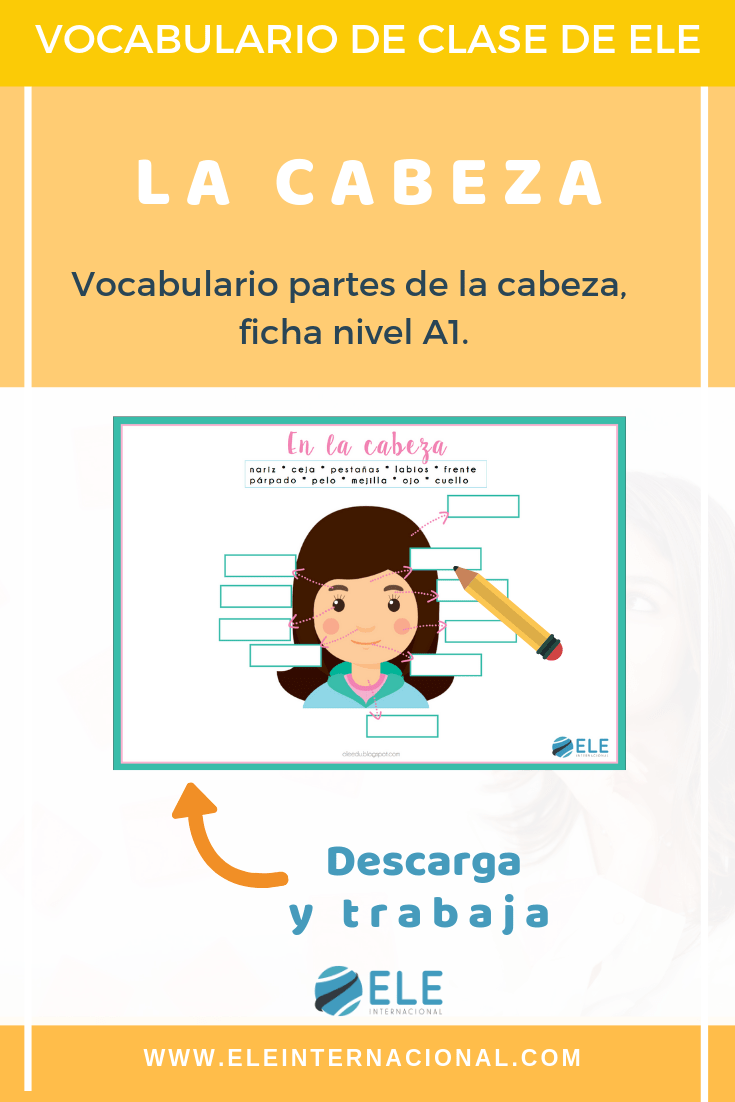 Ficha para trabajar vocabulario nivel A1 para clase de español. Partes del cuerpo en clase de español. #spanishteacher #profedeele #teachSpanish