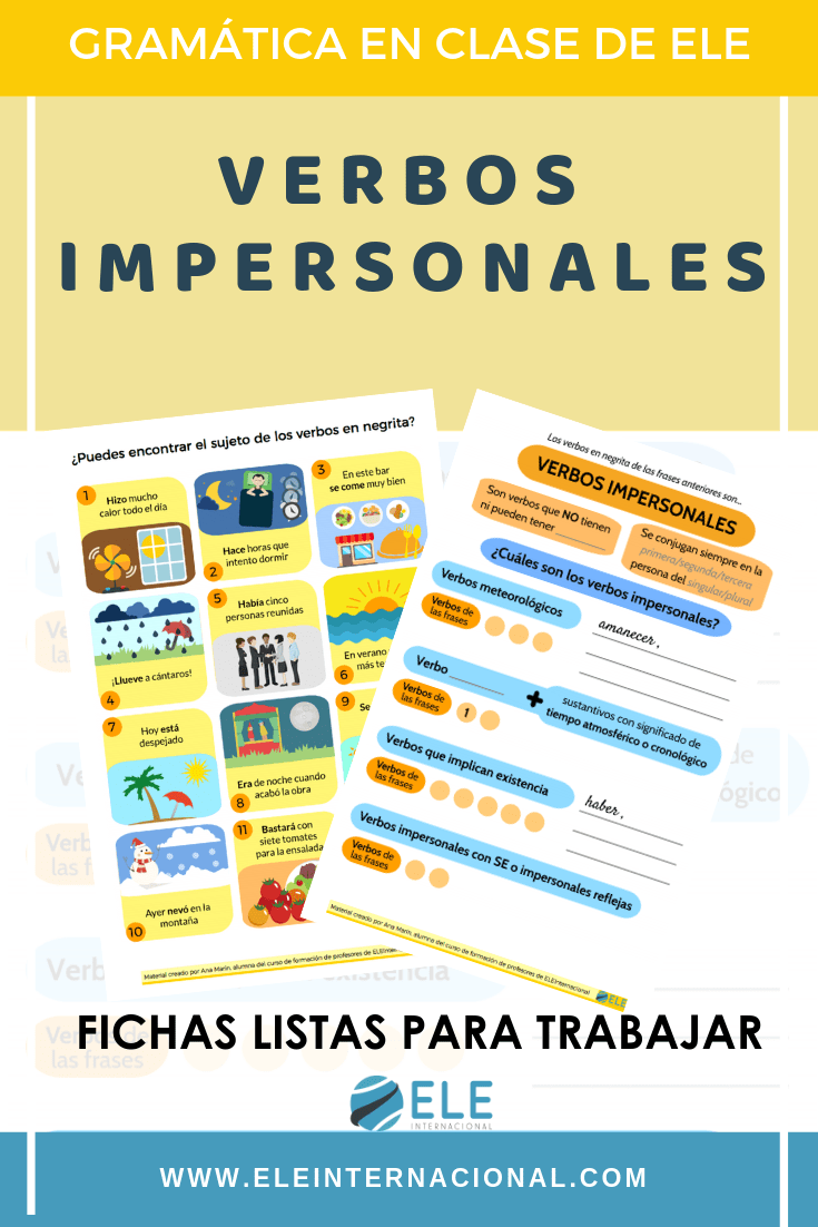 Trabaja los verbos impersonales con estas fichas. #spanishteacher #verbos