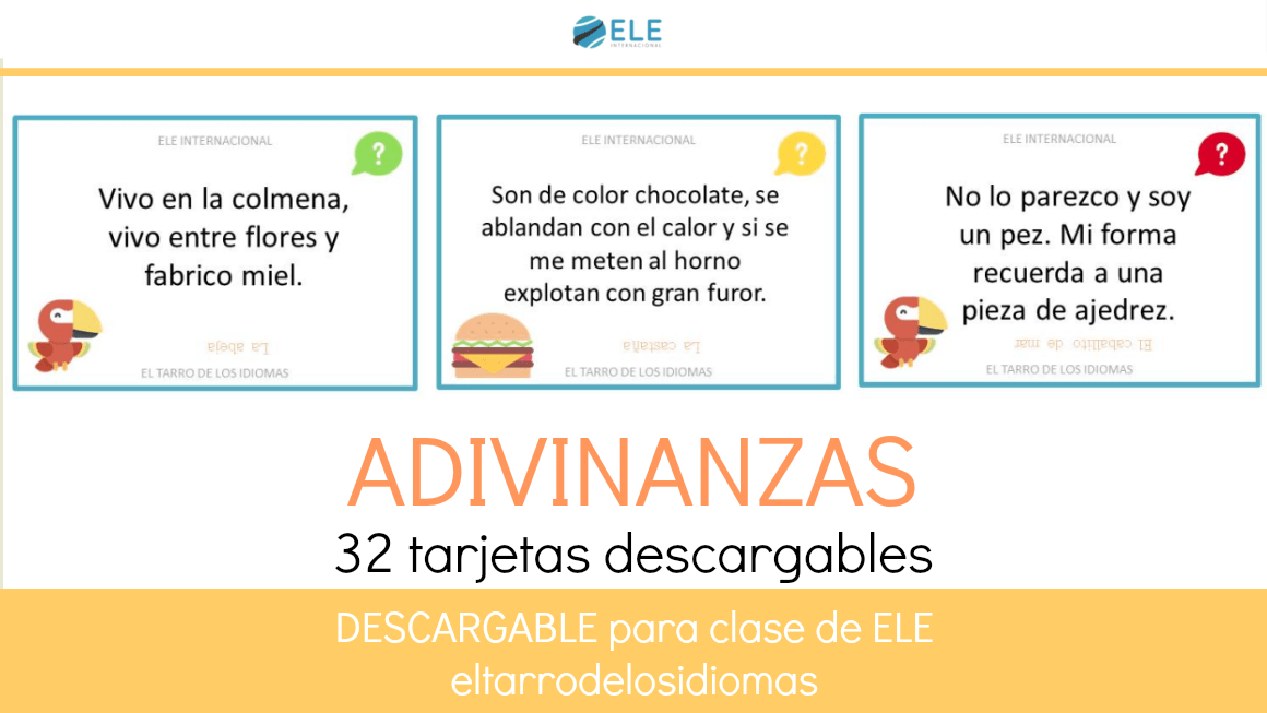 Juegos adivinanzas en clase de idiomas. Descargables para clase de español. Juegos para pensar #clasedeele