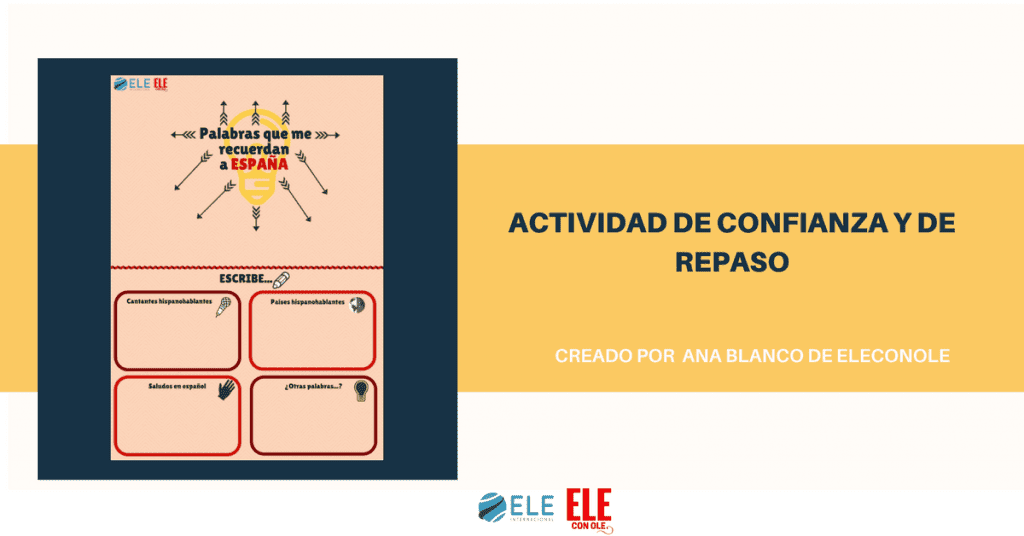 Actividad para ganar confianza en clase de ELE con palabras que recuerden a España. #spanishclass #learnspanish