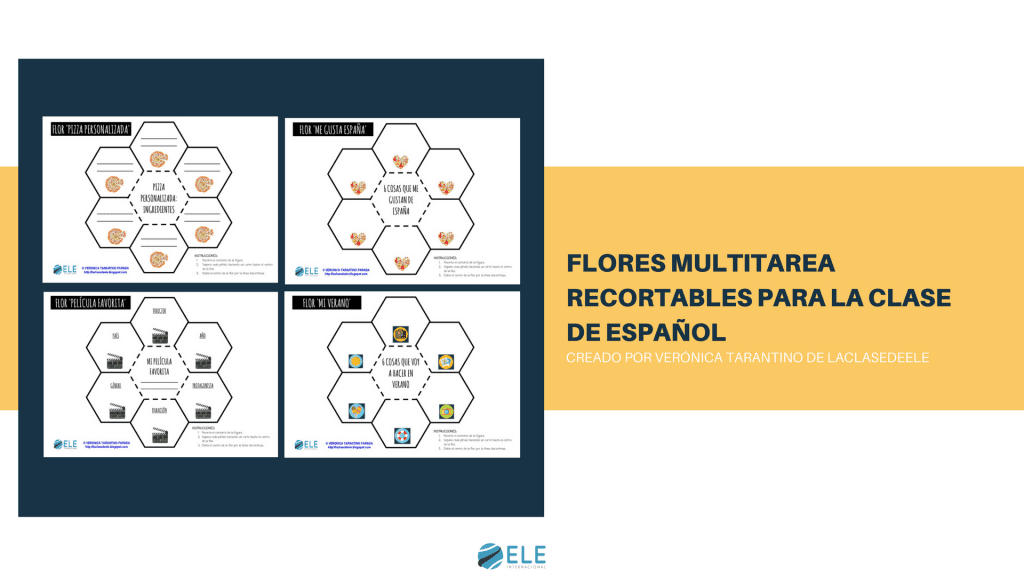 Flores multitarea para la clase de español. 12 recortables para hablar sobre gustos y muchas más cosas en clase de español. #vocabulario #actividades