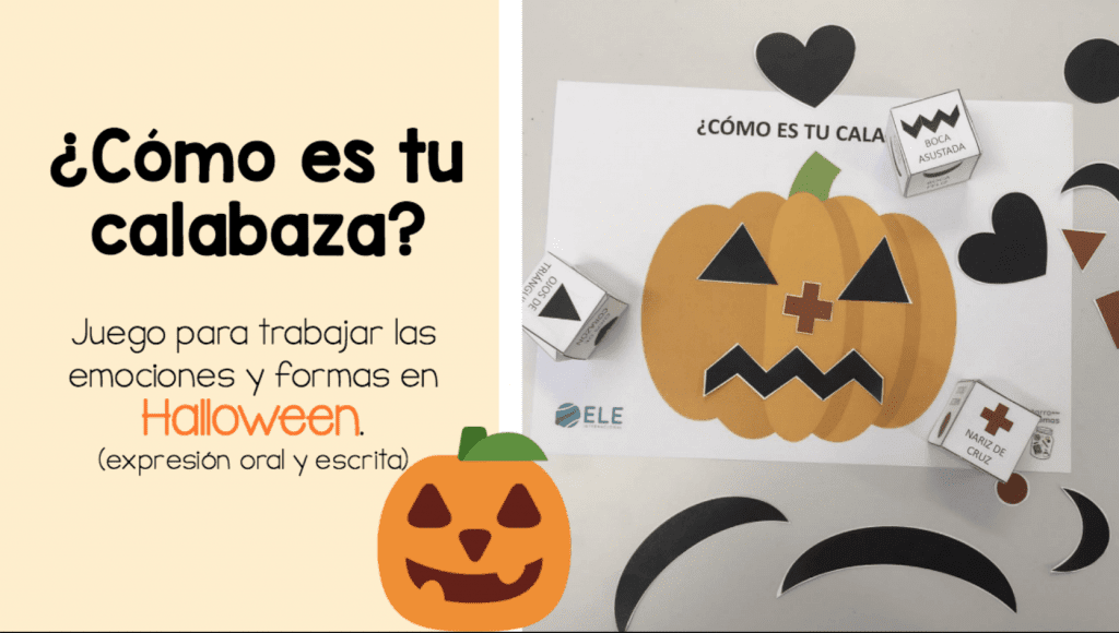 Trabaja las emociones en Halloween tirando los dados para hacer una calabaza diferente. #halloween #activity