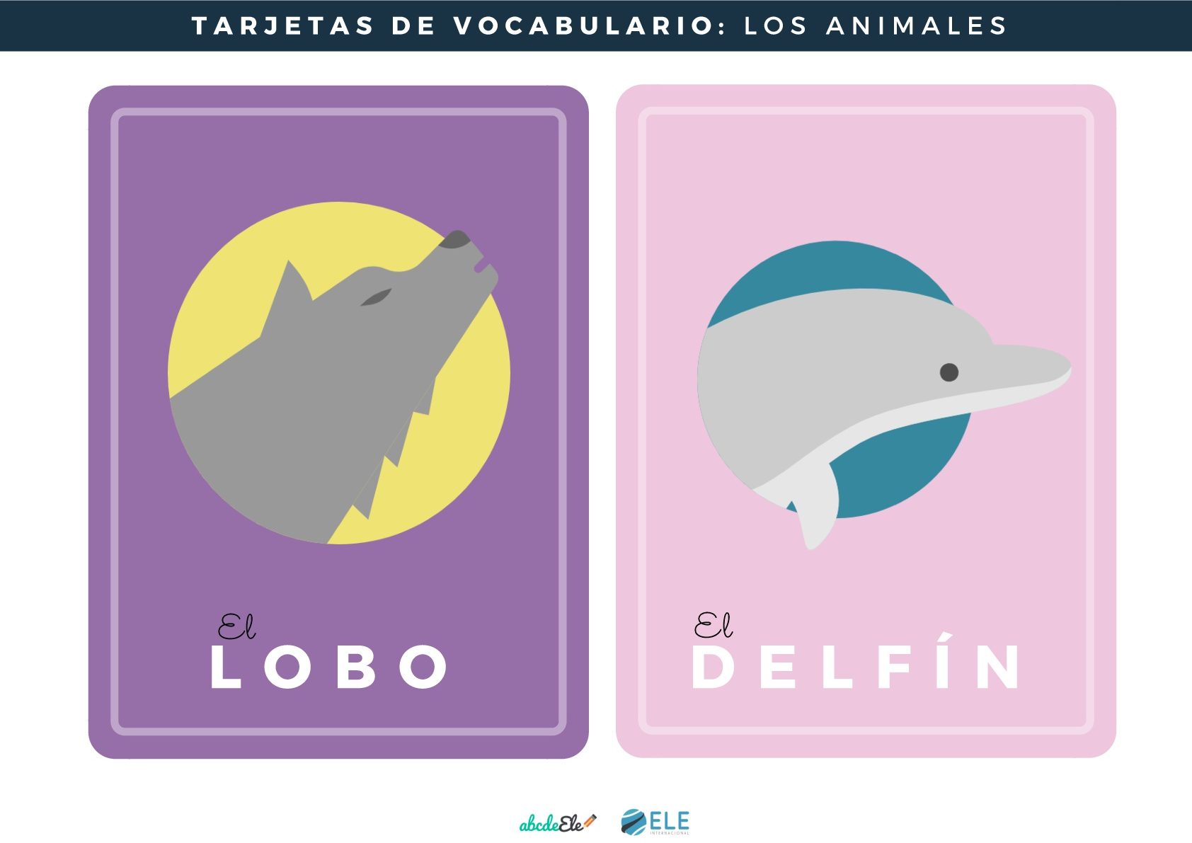 Tarjetas de vocabulario de animales para clases de ELE. #activity #spanishteacher