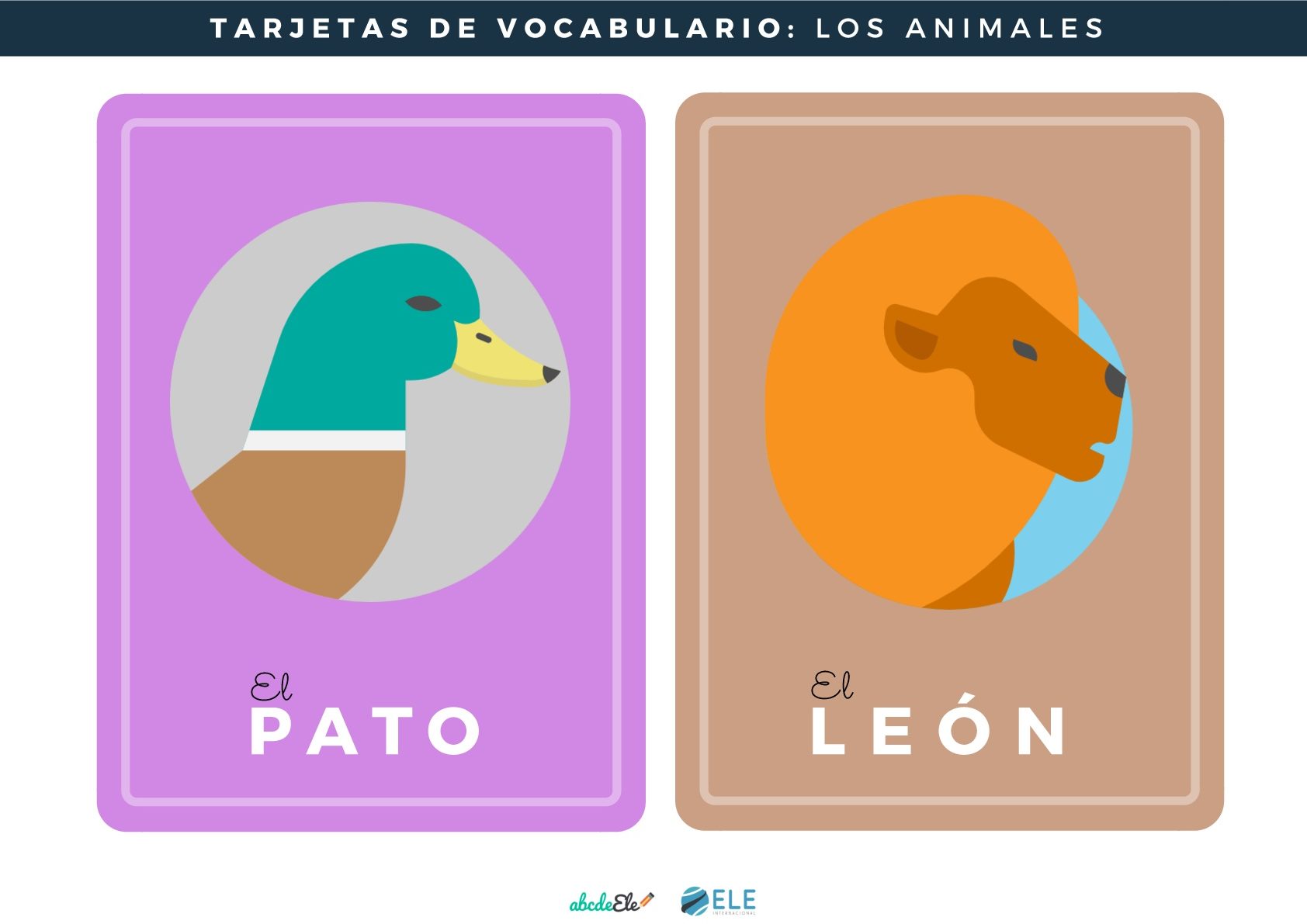 Tarjetas de vocabulario de animales para clases de ELE. #activity #spanishteacher