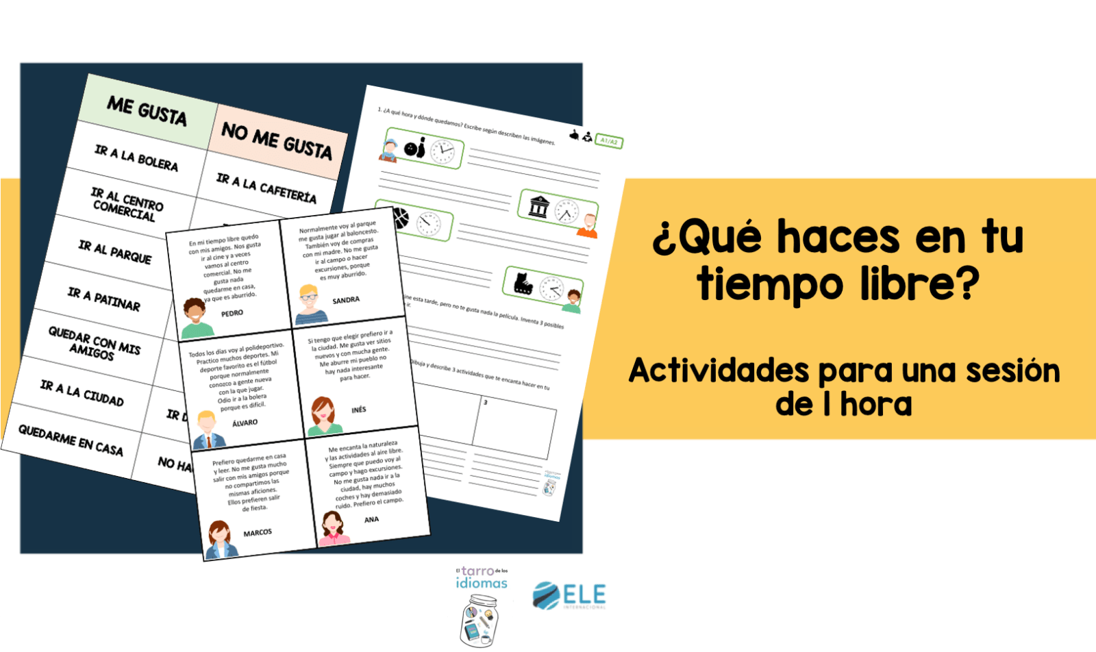 Fichas para trabajar actividades de tiempo libre. Vocabulary free time activities Spanish. #materialesparaclase #Spanishteacher #teachmoreSpanish
