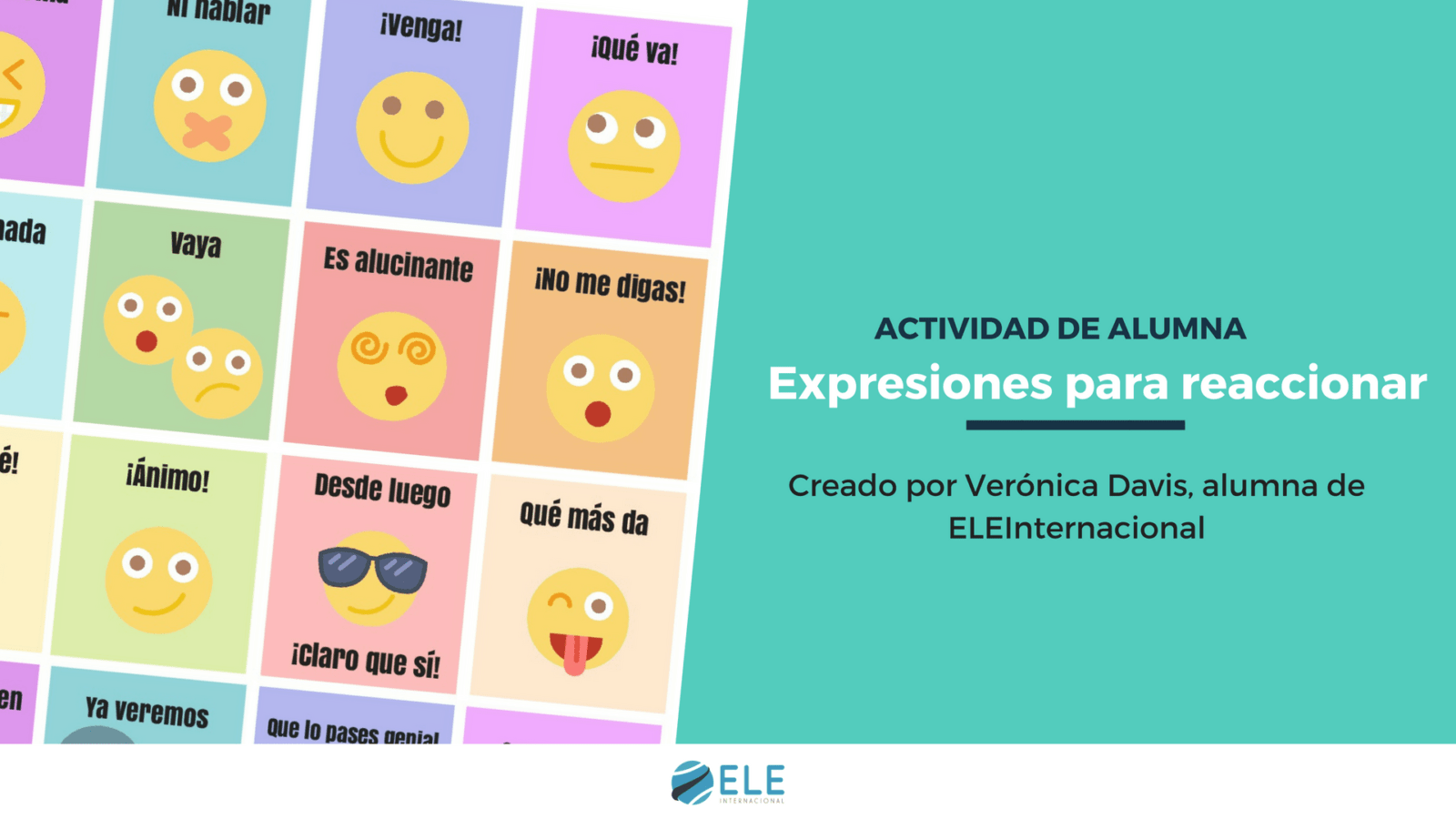 Expresiones para reaccionar en español. Tarjetas con emoticonos ideales para los más pequeños. #tarjetas #vocabulario #emoticonos