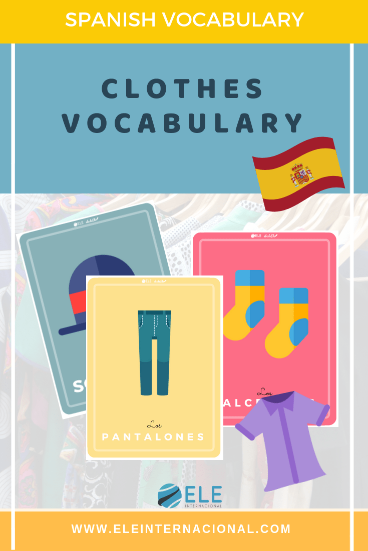 Tarjetas para trabajar vocabulario de la ropa en clase de español. Vocabulario y juegos en clase de ELE. #spanishteacher #profedeele