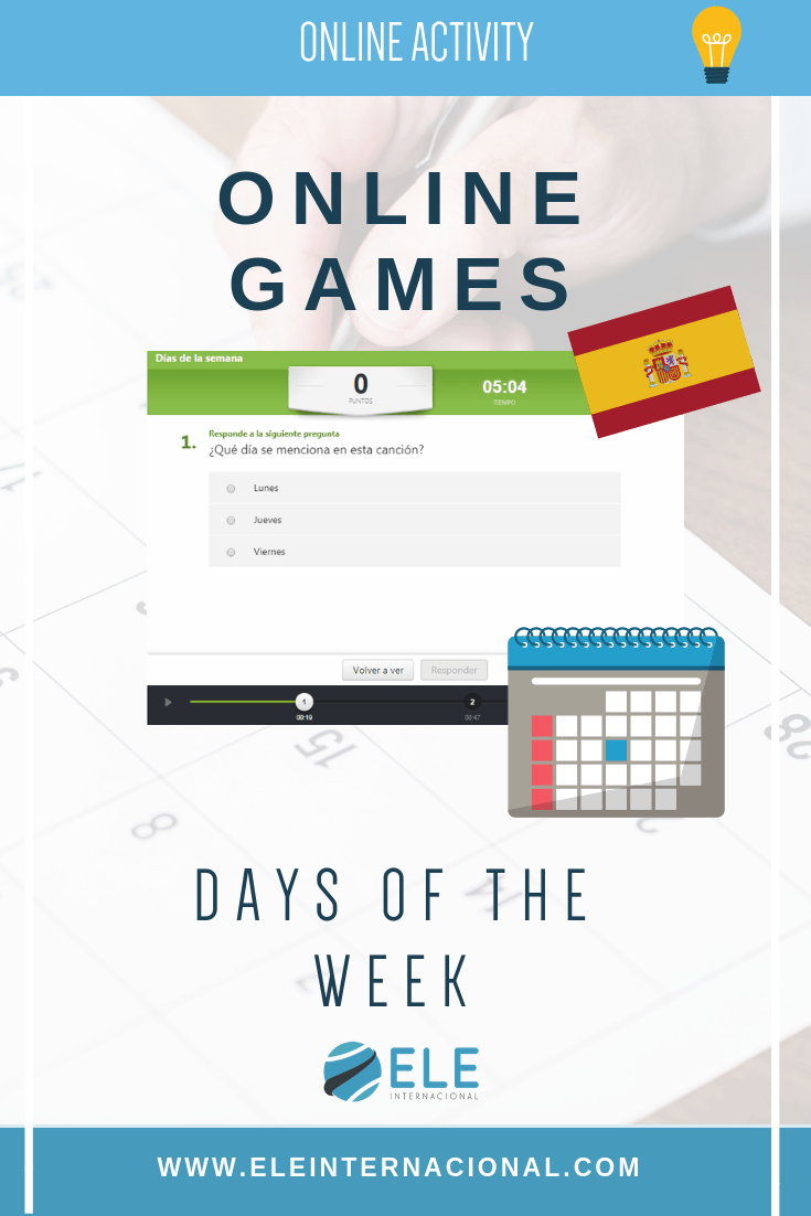 Juegos interactivos para clase de español. Los días de la semana en clase de ELE. #juegosinteractivos #profedeele