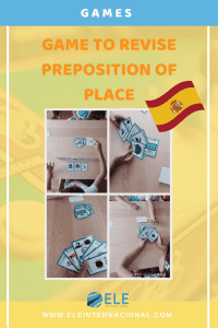 Juego para repasar preposiciones en clase de ELE. Juegos cartas para clase de español. #profedeele #spanishteacher