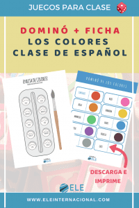 Domino and worksheets Spanish colors Spanish for kids