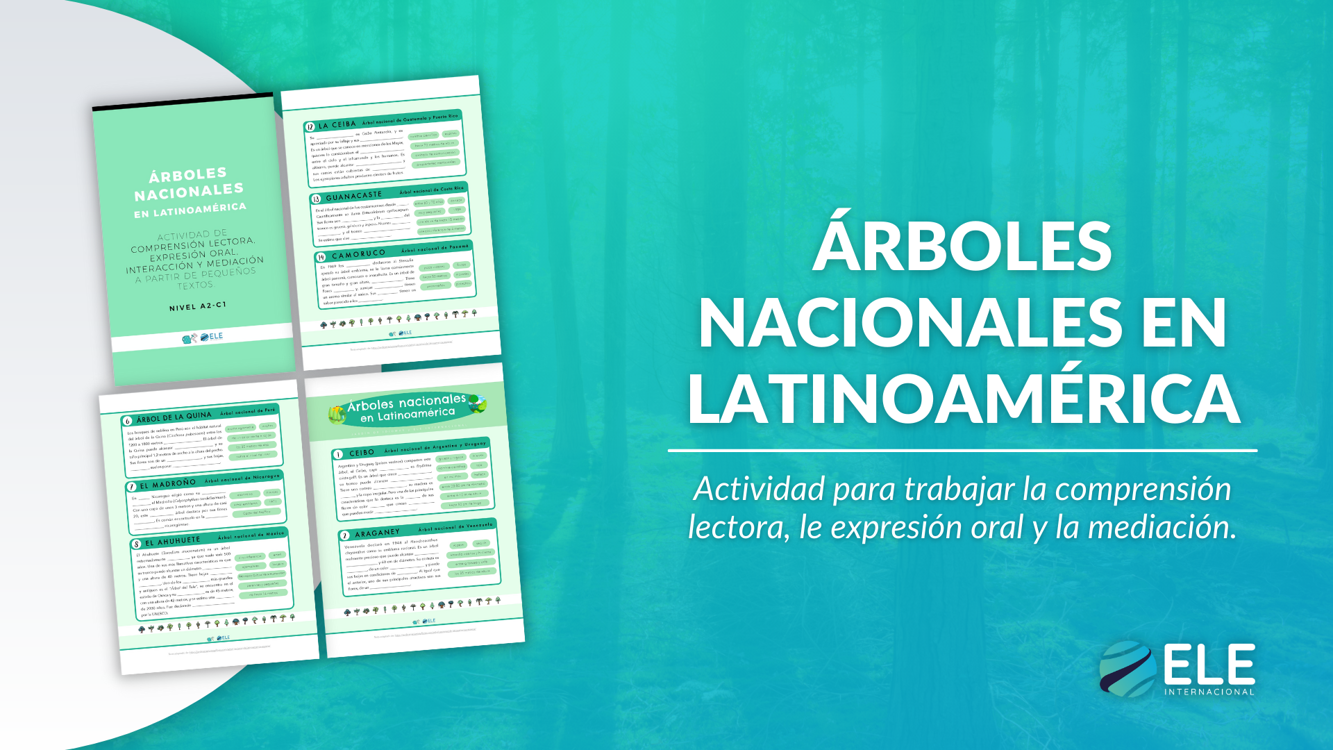 Árboles nacionales en Latinoamérica. Actividad para trabajar la comprensión lectora, le expresión oral y la mediación.