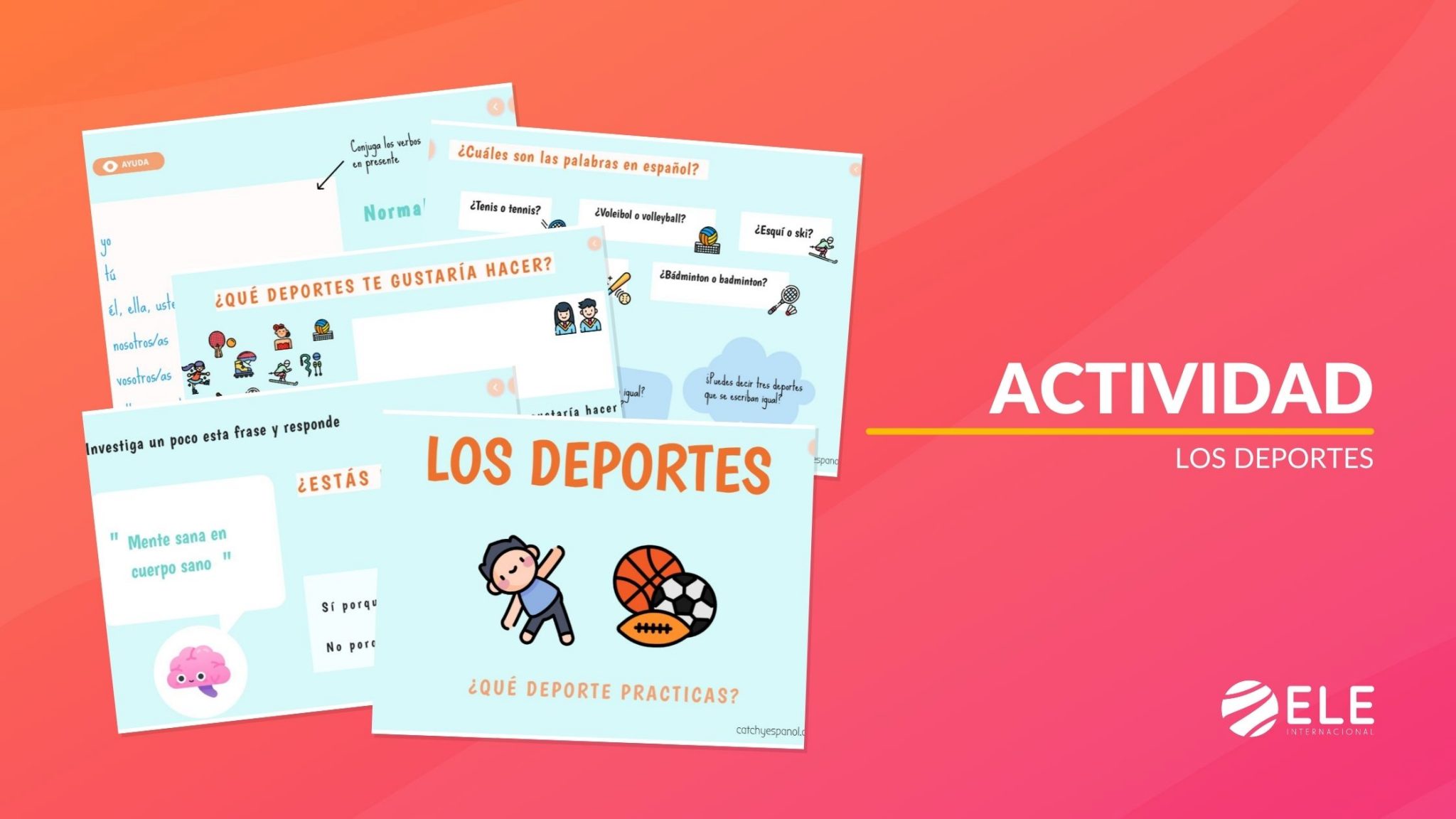 Actividad sobre deportes en español para niños
