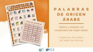 Tablero con palabras españolas de origen árabe