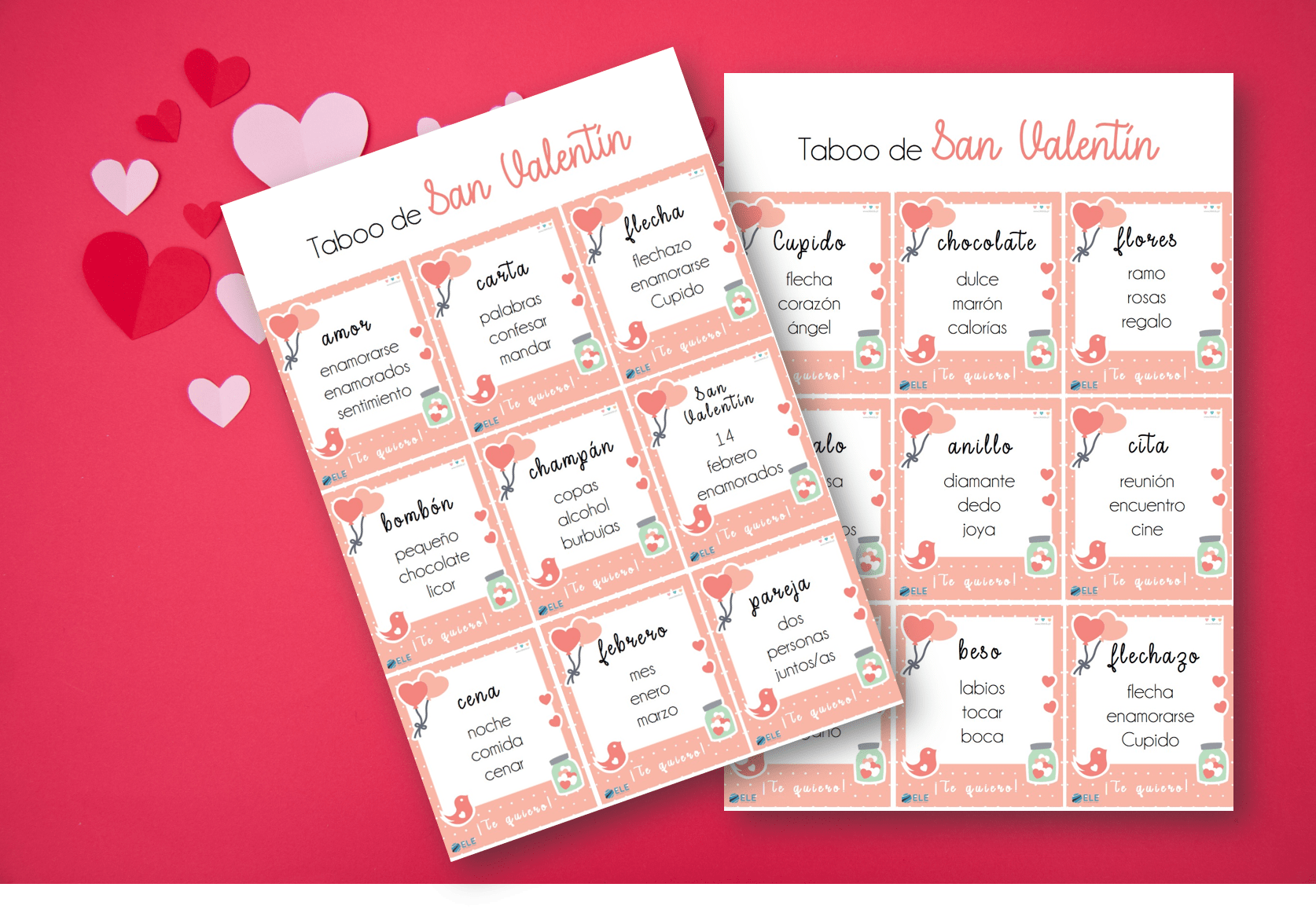 Juego para trabajar en San Valentín el vocabulario del Día de los Enamorados
